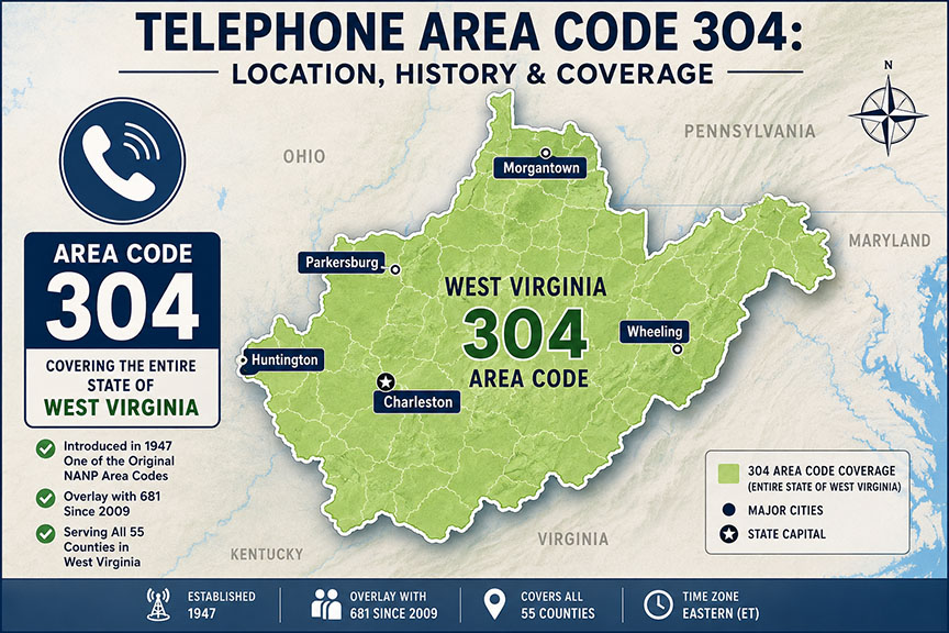 Telephone Area Code 304